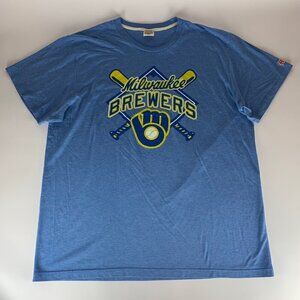 Milwaukee Brewers MLB Retro Blue Homage Short Sleeve Crewneck Shirt Mens 2XL